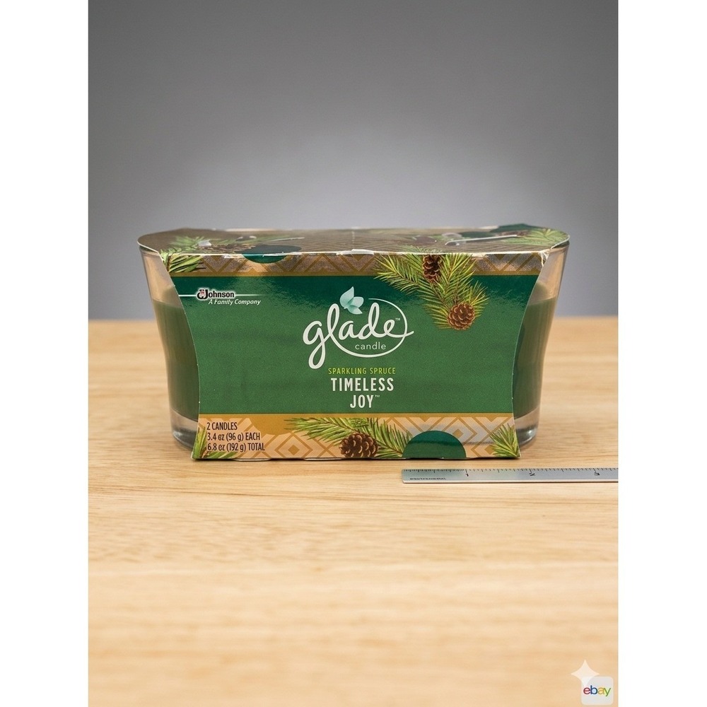 Glade Sparkling Spruce Timeless Joy Scented Candles 2-Pack 3.4oz Each‎ New